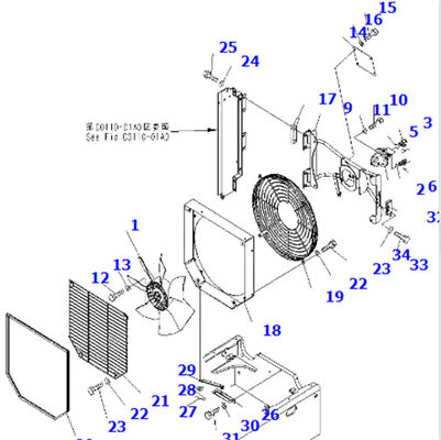 419-03-33242 Lüftermotor WA320-5 Heizkörper Lüfterantrieb Motor 419-03-33242 Für Komatsu